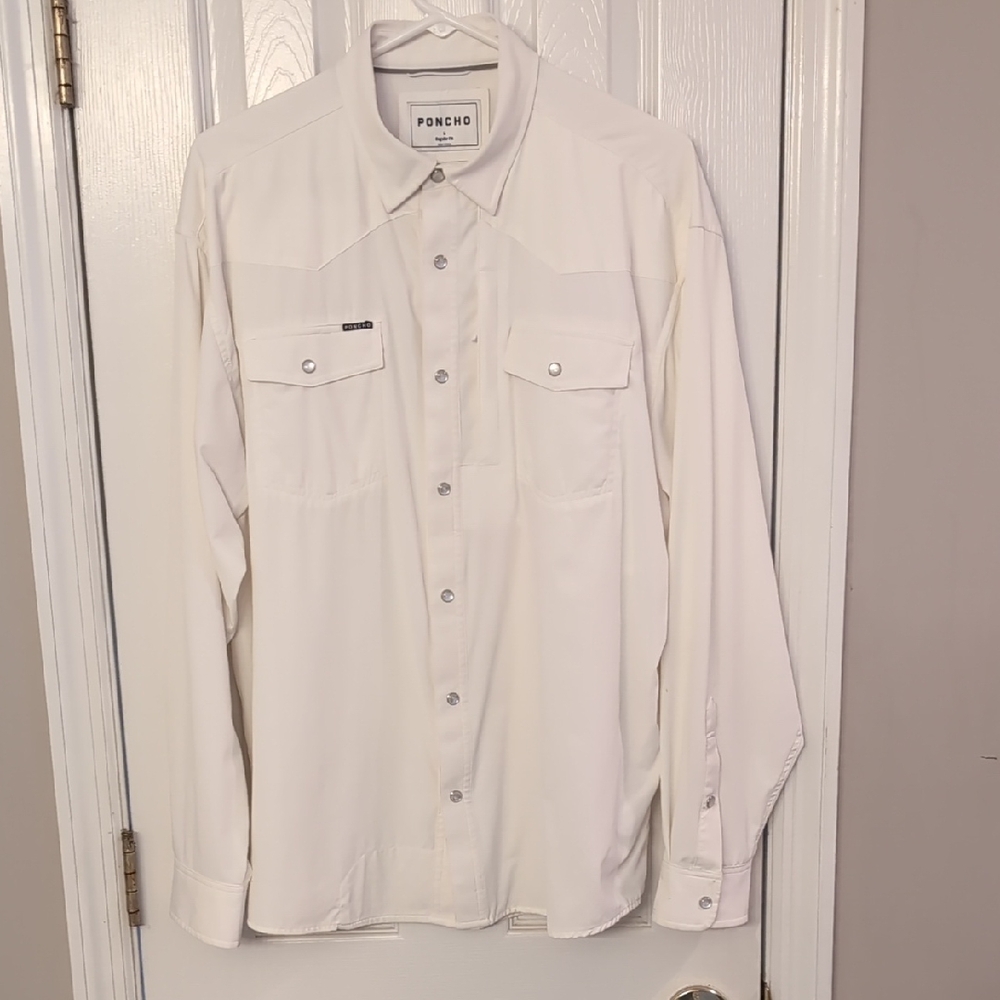 Poncho White Long Sleeve L Regular